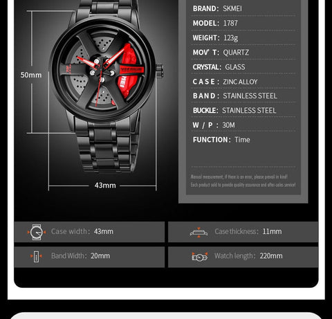 NISSAN GTR SKMEI Men Watch 360° Rotation Wheel Creative Fashion Men Stainless Steel Watch Watch For Men 1990 | WATERPROOF | COMPLETE BOX | FREE DELIVERY